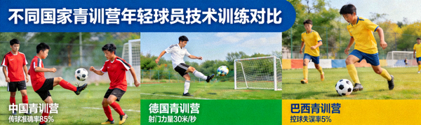 不同国家青训营年轻球员进行技术训练对比图